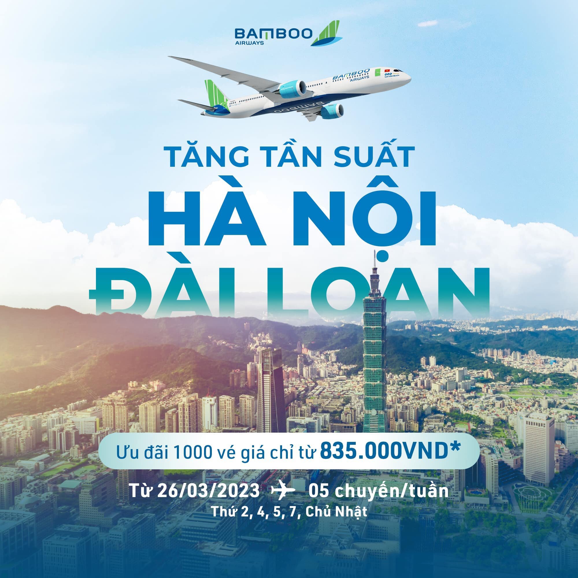 BAMBOO AIRWAYS TĂNG CHUYẾN BAY TỚI ĐÀI LOAN, THỎA THUÊ LÊN LỊCH NGẮM HOA ANH ĐÀO